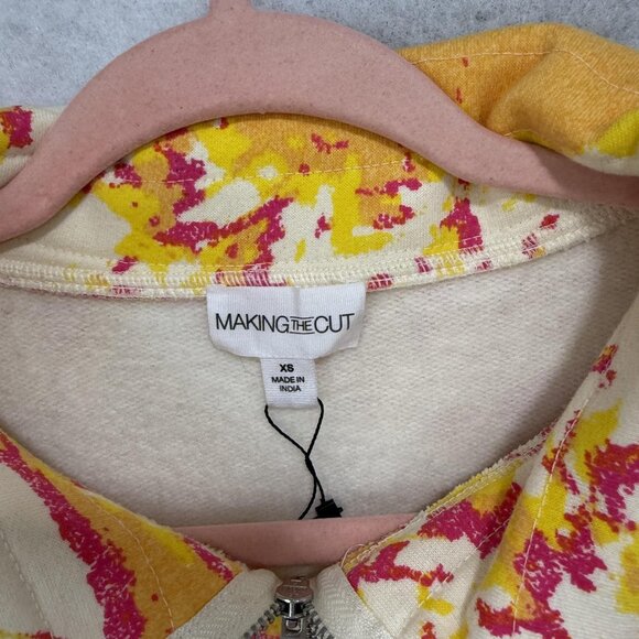 Making The Cut Sweater Vest Womens XS Yellow Pink Winning Look Quarter Zip Knit - Picture 4 of 9